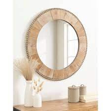 Kate And Laurel Calona Pieced Decorative Round Mirror 26 Diameter Natural