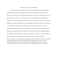 barriers to communication essay custom paper  below is an essay on reduce barriers to communication from anti essays your source for