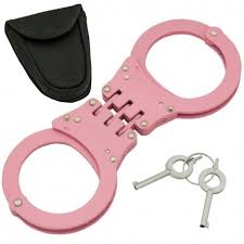 Flexible handcuffs (dual lock design). Steel Hinged Handcuffs Pink Guerrilla Defense Personal Protection Safety