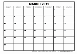 March 2019 Printable Calendar Pdf Free Monthly Template