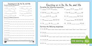 A set of 6 posters showing examples of skip counting. Skip Counting In Twos Threes Fives And Tens Activity Twinkl