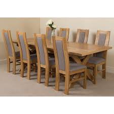 These chairs, crafted from solid oak, with a durable oil finish and faux brown leather seats, matching. Vermont Dining Set With 8 Stanford Chairs Oak Furniture King