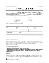 free recreational vehicle rv bill of