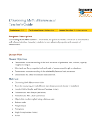 Discovering Math Measurement Free Teacher Resources Pages
