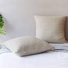 Fyi, euro size pillows are square pillows that usually are 26″ x 26″. Phf 100 Cotton Waffle Textured Euro Sham Covers Set Of 2 Home Decorative Euro Throw Pillow Covers For Bed Couch Sofa No Filling 26 X 26 Khaki Buy Online In Bahamas At