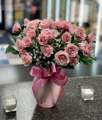 mini spray pink rose bouquet in