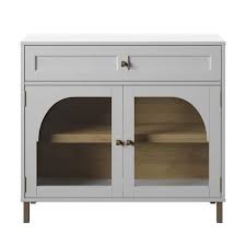 White Accent Cabinet With Glass Doors