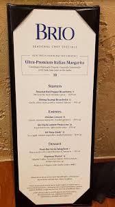 menu of brio tuscan grille restaurant