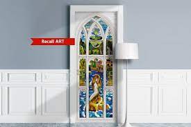 Mermaid Stained Glass Door Mural Decal
