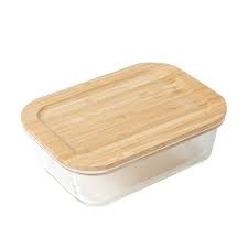 glass food storage with bamboo lid kmart