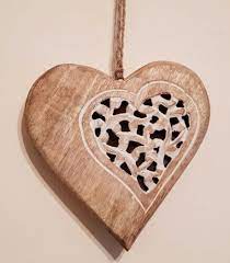 Wooden Hanging Heart Wall Art Hand