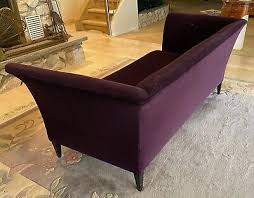 Art Deco Velvet Sofa In Eggplant Purple