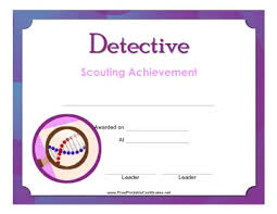 detective badge printable certificate