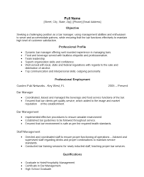 Free Resume Templates Free Bartender Resume Template Examples Ms
