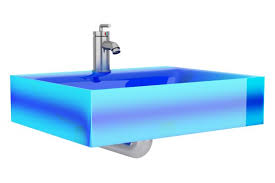 modern blue glass bathroom sink