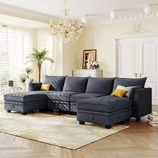 Linen U Shape Modern Sectional Sofa