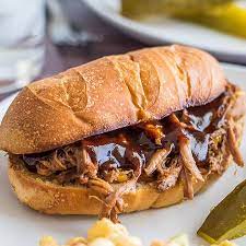 slow cooker tri tip sandwiches baking