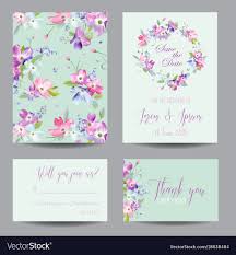 Wedding Invitation Template With Spring Flowers