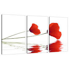 Set Of 3 Part Red Canvas Wall Art
