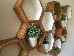 Hexagon Shelves Wooden Honeycomb Shelf