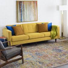 color rug goes well with a grey couch