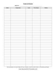 Monthly Farm Expenses Form Template