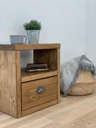 Wooden Bedside Table With Drawer Rustic