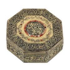 indian br repousse jewelry box