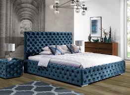 Boxspringbett montana samt blau 140x200 cm. Chesterfield Samt Velvet Doppel Design Bett Luxus Design Betten Doppel Blau Ebay