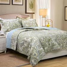 green paisley printed bedding set