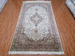 hand knotted traditional silk carpet 6x9