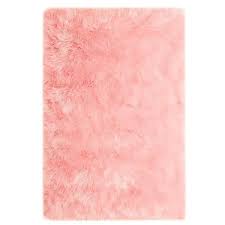 ghouse light pink 4 ft x 6 ft silky faux fur sheepskin fluffy fuzzy area rug
