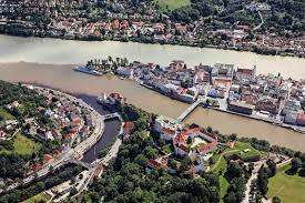 At passau, a bavarian city in germany, three rivers meet; Donauinseln City Of Three Rivers Dreiflussestadt Passau