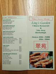 menu at ling garden chinese restaurant
