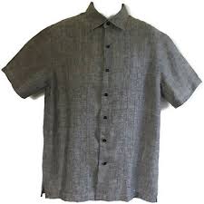 Nat Nast Mens Size L Button Front Shirt Top 100 Linen Black