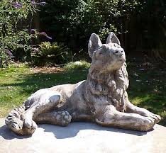 Stone German Shepherd Dog Statue