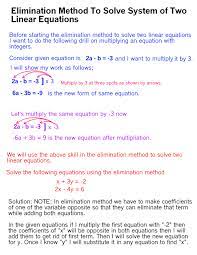 Elimination Method To Solve System Of