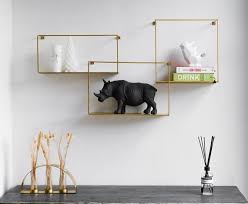 Set Of 3 Gold Floating Shelves Metal