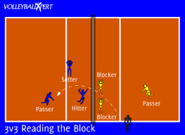 volleyball 3v3 drill reading the