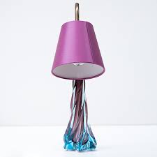 murano blue purple glass table lamp