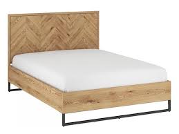 King Size Bed Frame Chevron Oak