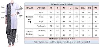 Salwar Kameezs Size Chart International Fashion Vogue