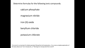 Ionic Compounds Name And Formula Examples Chemistry Tutorial