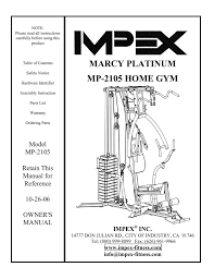 Impex Mp 2105 Home Gym User Manual Manualzz Com