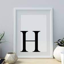 Letter H Print Minimalist Letter Art