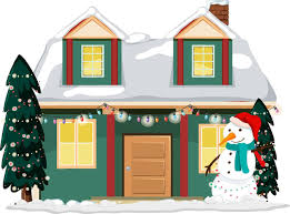 Snow covered house with Christmas light string 5921529 Vector Art at  Vecteezy
