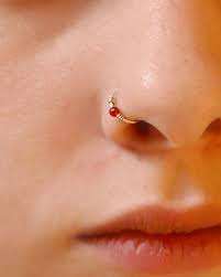 Sterling Silver Nose Ring Small Gemstone Embellished Hoop