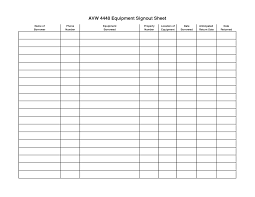 003 Equipment Sign Out Sheet Template 514481 Surprising