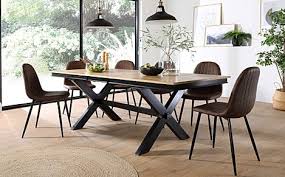 Its curved, burnished bronze frame creates a. Grange Painted Black Oak Extending Dining Table 6 Brooklyn Brown Leather Chairs Black Legs Furniture And Choice