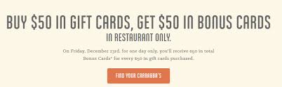 carrabba s purchase 50 in gift cards
